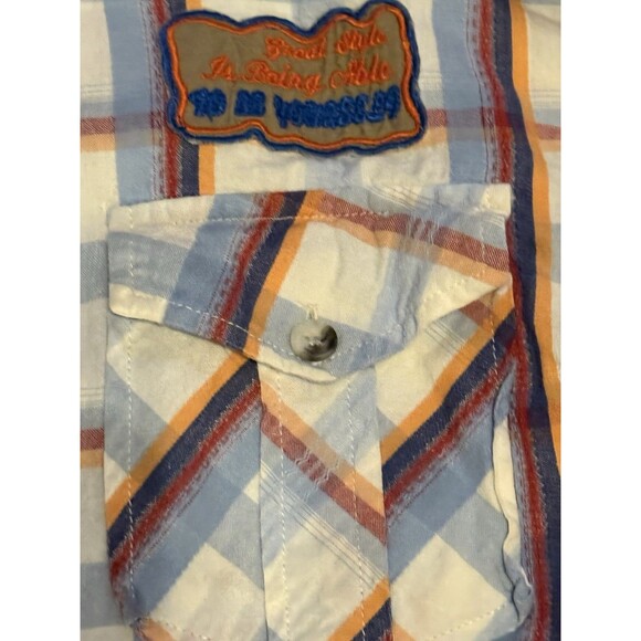 EightX 8X Brand Plaid Long Sleeve Shirt Men's Size XXL Button Up Patches - Picture 7 of 7